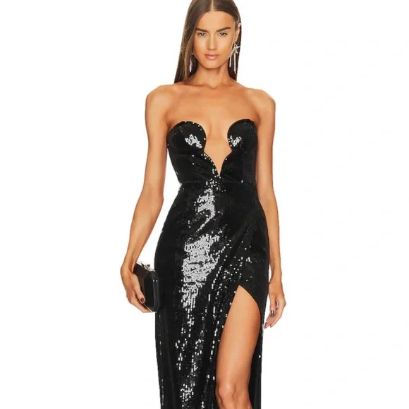 Michael Costello x Revolve Black Sequin Dress | Color: Black | Size: L | Beyondfabmo's Closet